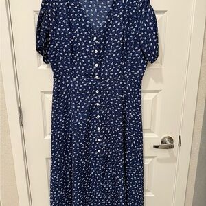 Elegant Blue Floral Dress